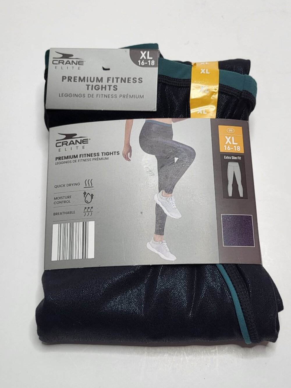 Crane Elite Premium Fitness Tights XL 16-18 Black Womens New Extra Slim Fit
